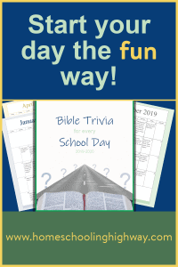 Free printable homeschool school calendar of Bible trivia