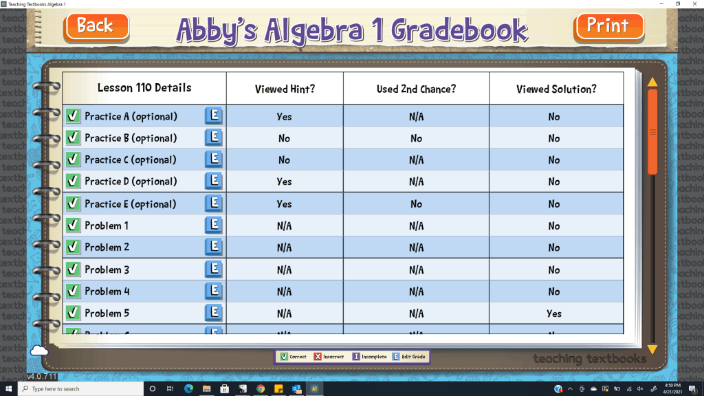Algebra 1 Teaching Textbooks Math 4.0