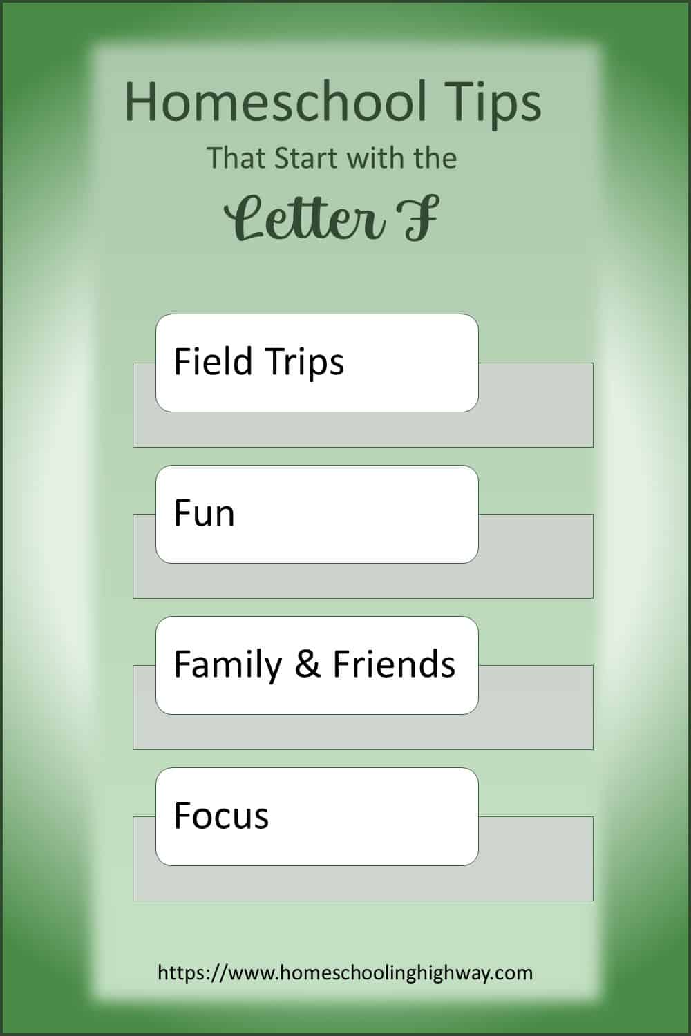 Homeschooling Tips That Start With F. Field Trips, Fun, Family, Friends, Focus