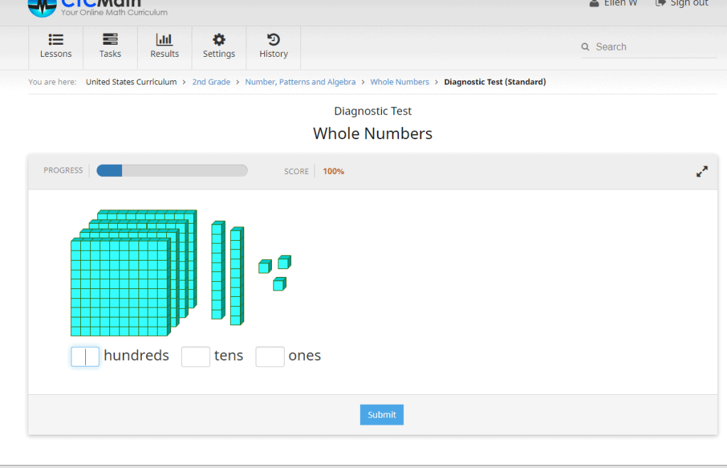 Screen picture of a math problem on CTCMath