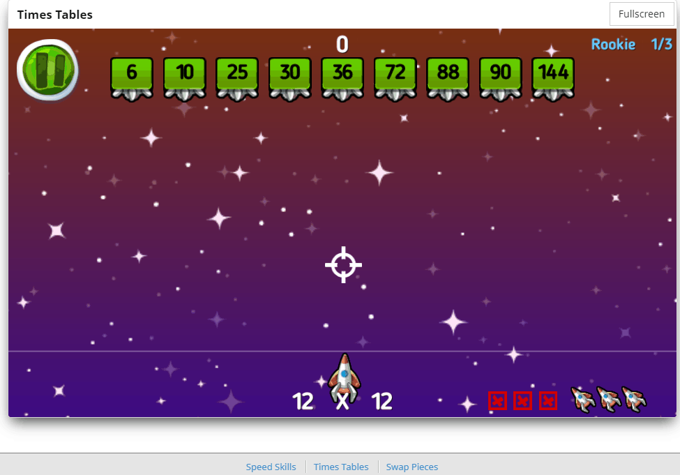 Shoot em Up Game screen on CTCMath