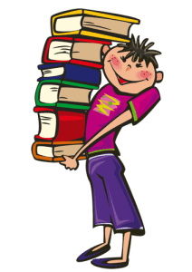 boy holding books