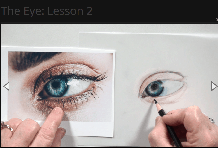 The eye lesson being taught step by step on Creating a Masterpiece