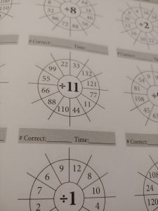 Image of division speed wheel drill from Math Essentials