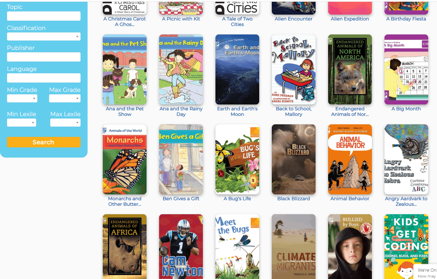 Image of book covers in LightSail for Homeschooler's library