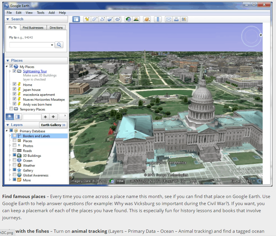 Studying geography with Google Earth from SchoolhouseTeachers.com