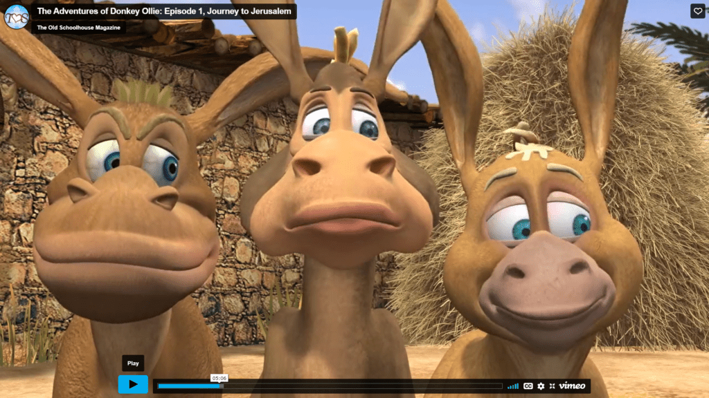 Donkey Ollie's brothers on the farm. Review by Homeschooling Highway
