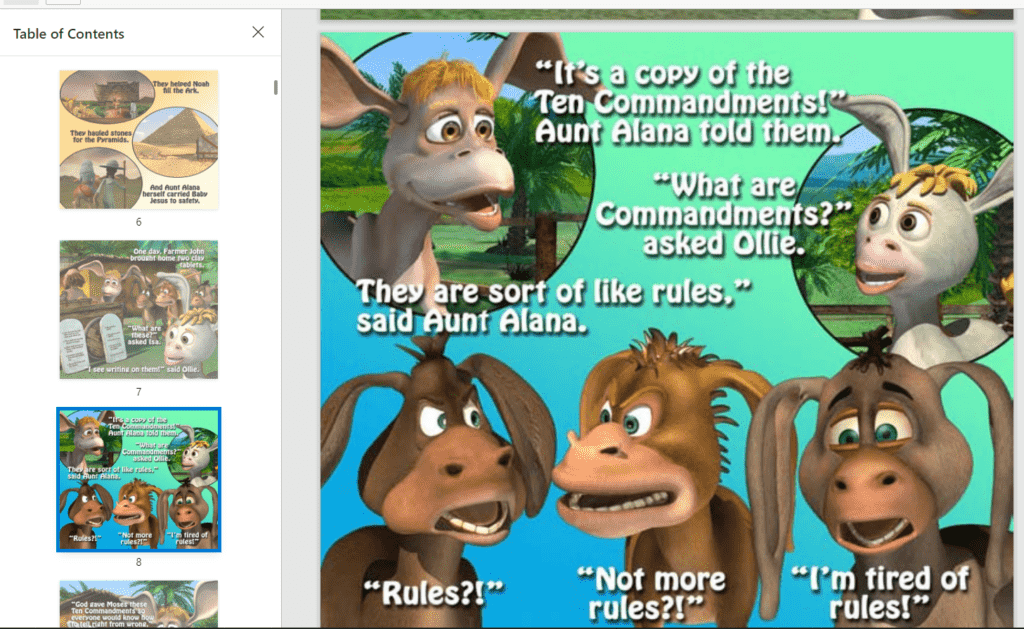 Screenshot of Donkey Ollie book. Review by Homeschooling Highway