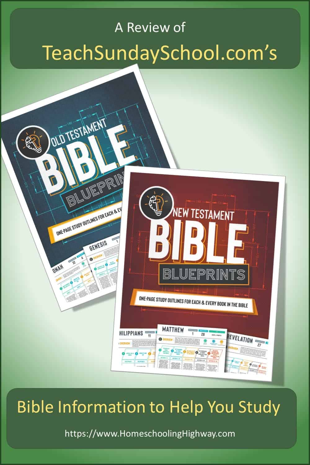 Bible Blueprint cover images from TeachSundaySchool.com. Reviewed by Homeschooling Highway