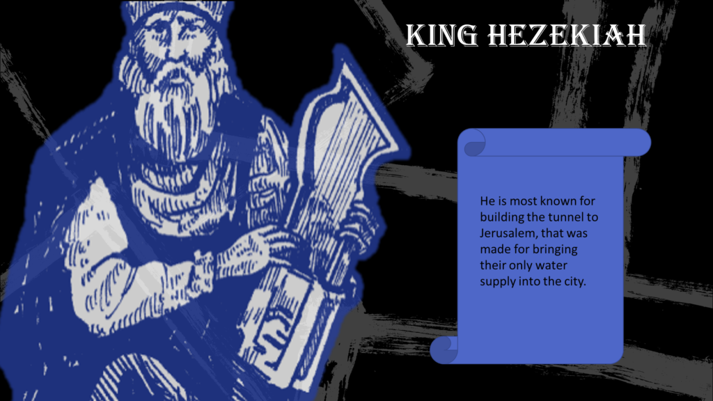 A picture of King Hezekiah from the Bible, used in a PowerPoint project.