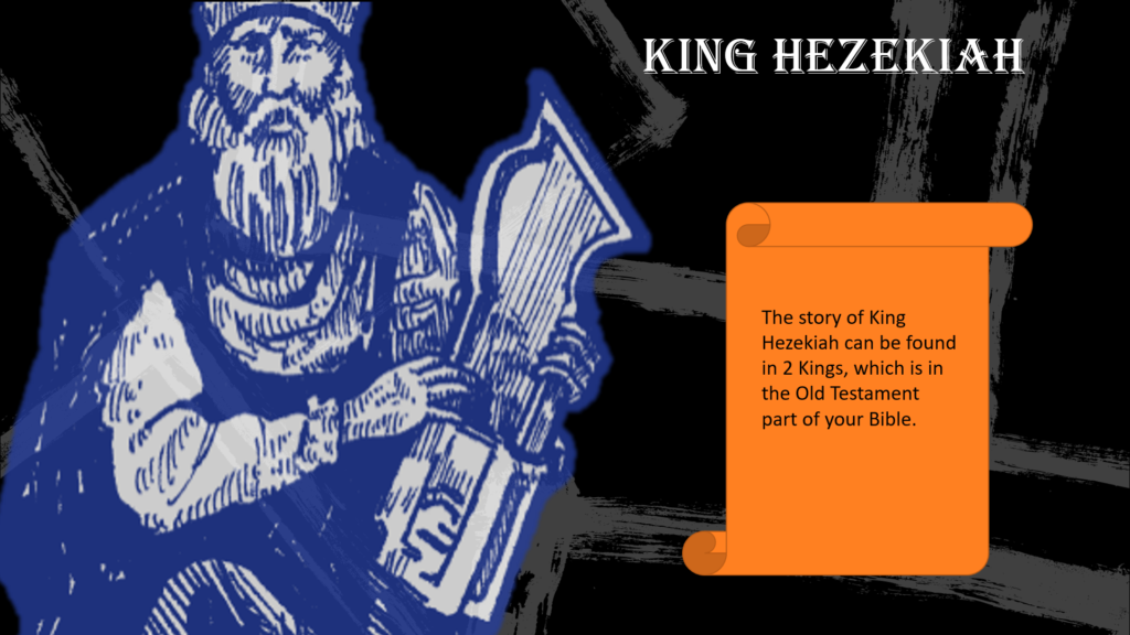 A picture of King Hezekiah used in a PowerPoint project.