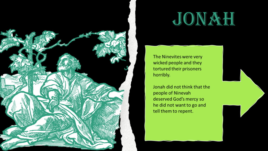 A picture of Jonah from the Bible used in a PowerPoint project.