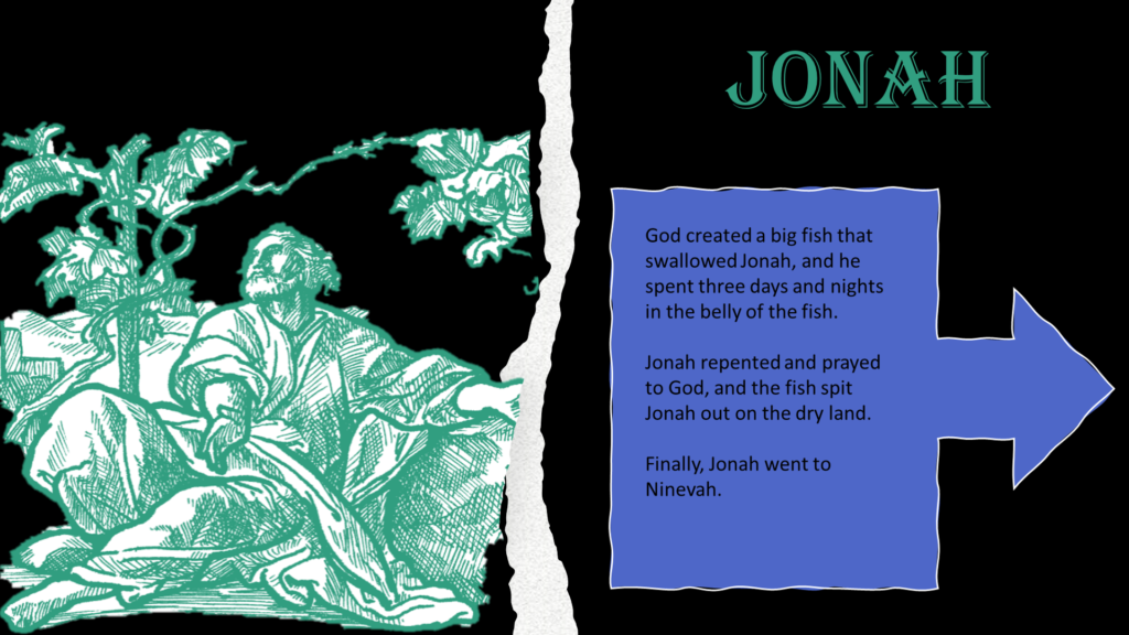 A picture of Jonah from the Bible used in a PowerPoint project.