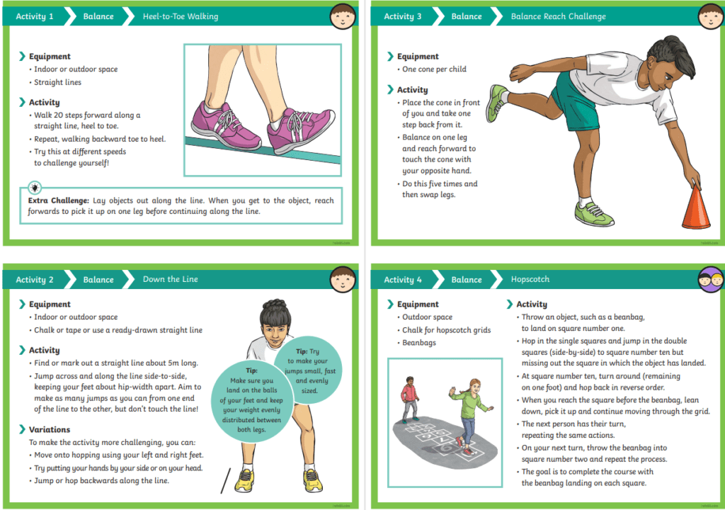 Phys Ed Balancing Game ideas on SchoolhouseTeachers.com. Reviewed by Homeschooling Highway