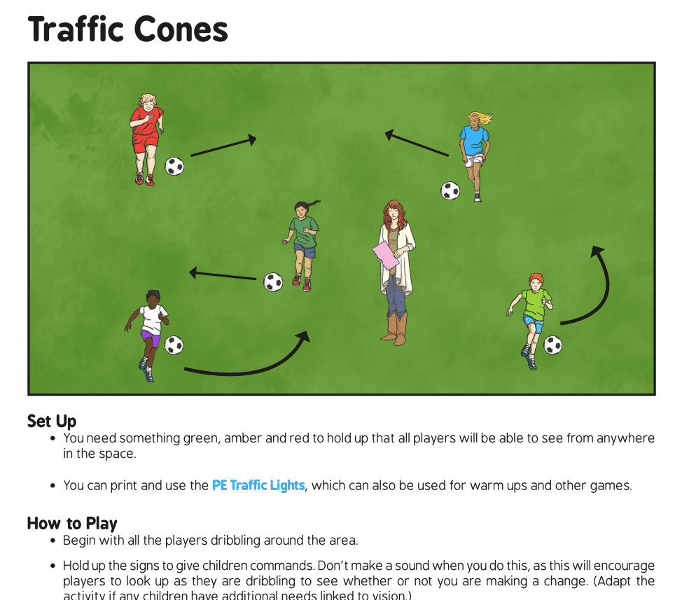 Phys Ed Soccer Practice Game on SchoolhouseTeachers.com. Reviewed by Homeschooling Highway