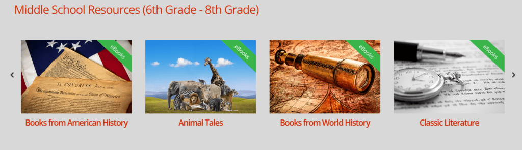 World Book Middle Grades Resources thumbnails from SchoolhouseTeachers.com. Site reviewed by Homeschooling Highway